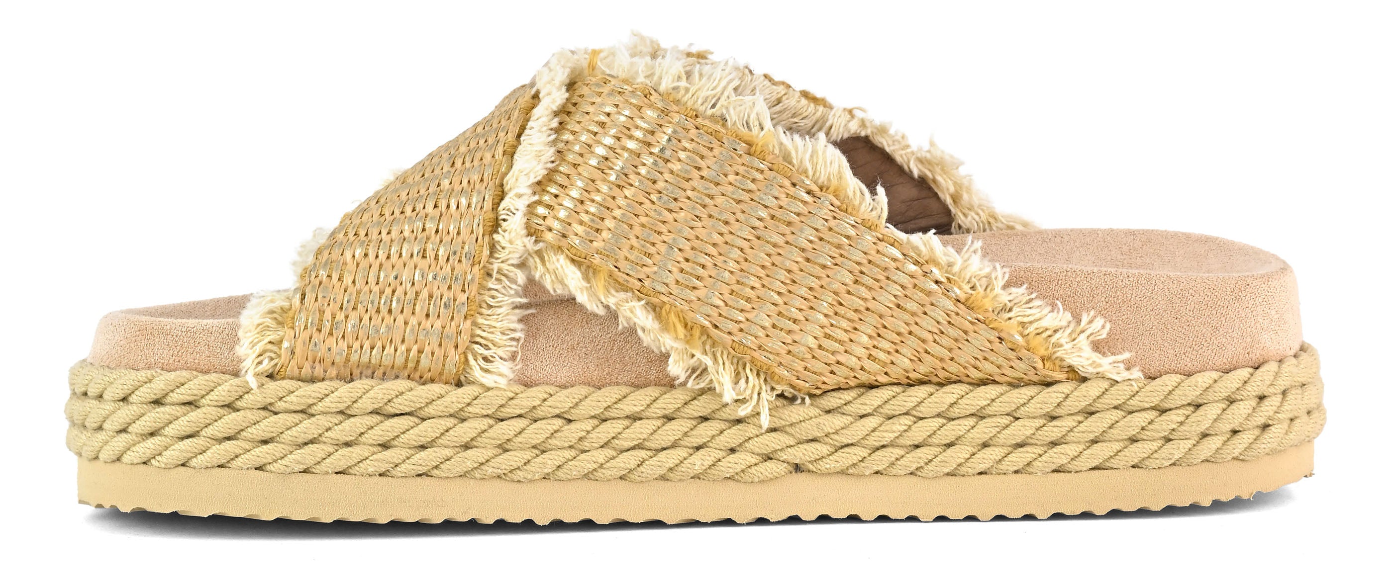 MOU Sandalo Criss-Cross Rope Raffia-Metal Natural