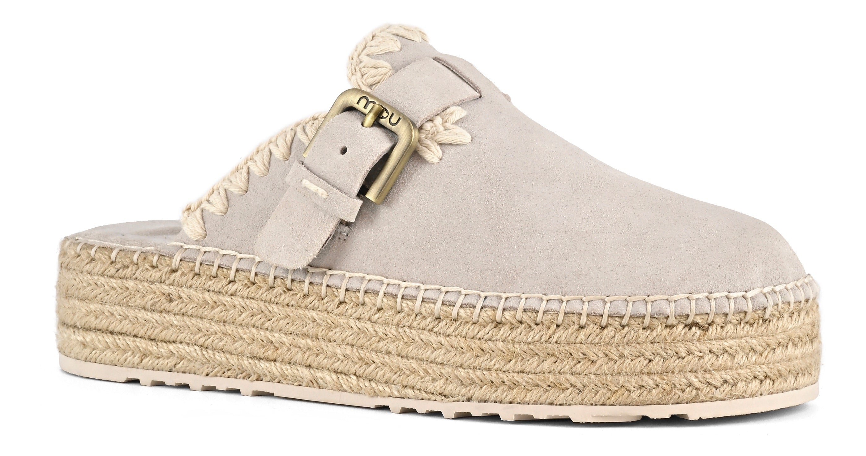 MOU Sabot Jute clog plain suede-Chalk