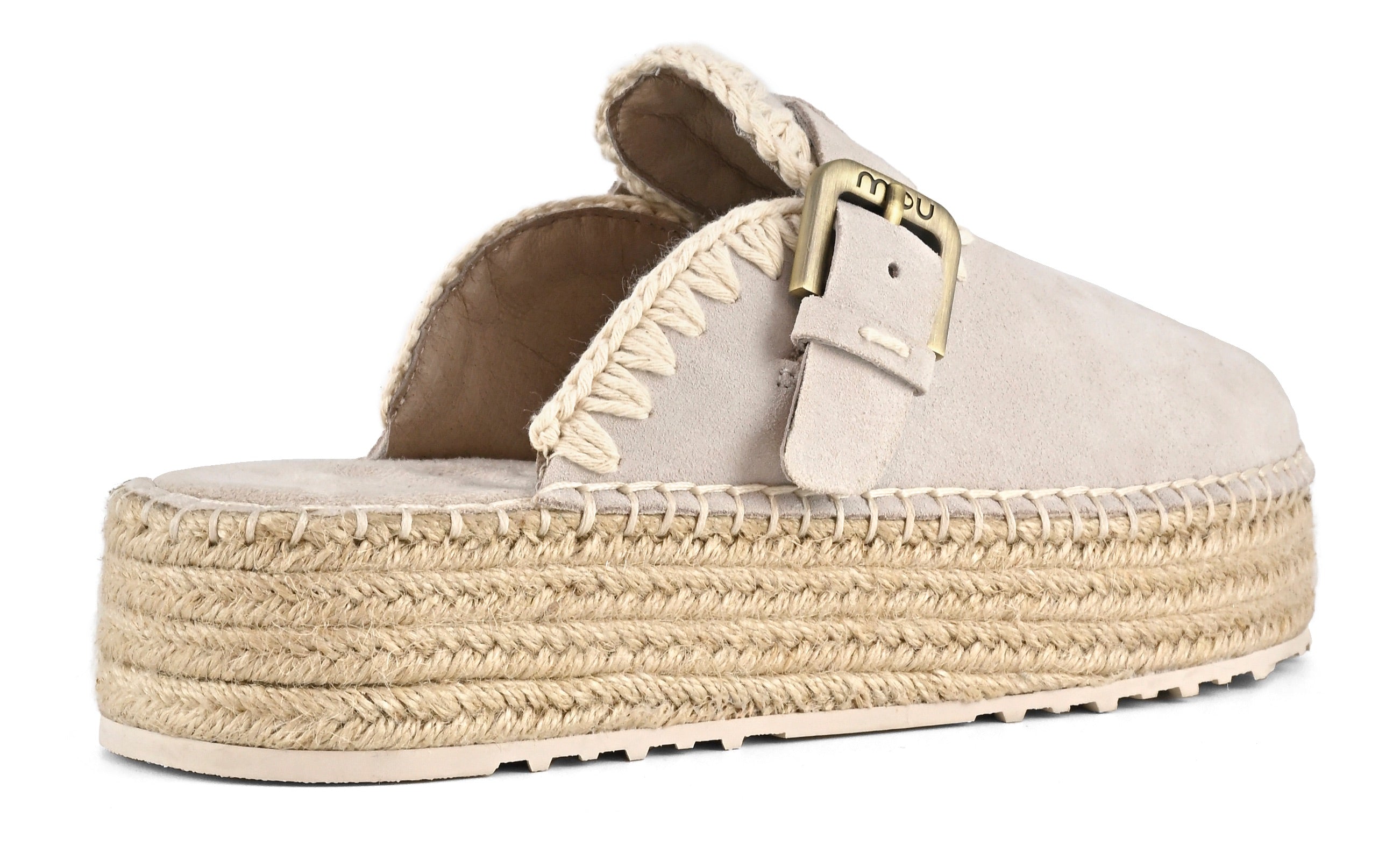 MOU Sabot Jute clog plain suede-Chalk