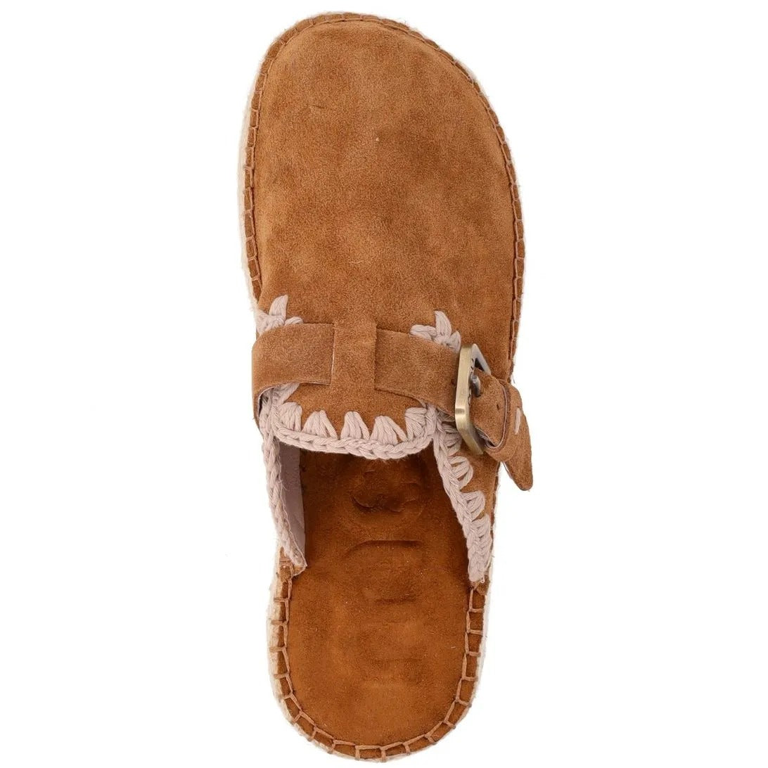 MOU Sabot Jute clog plain suede-Cognac