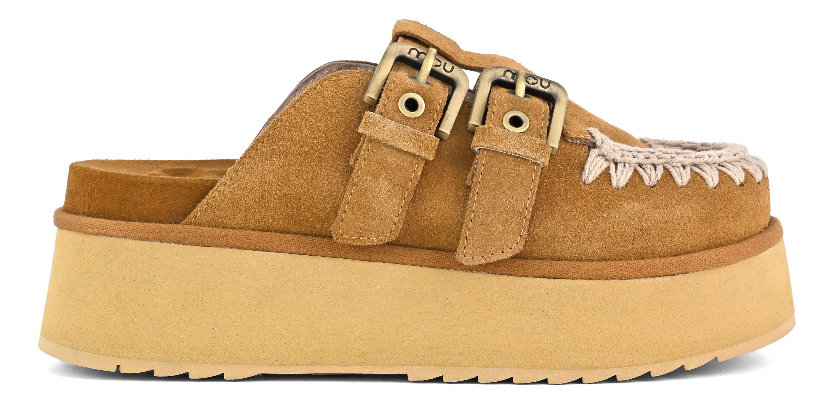MOU Sabot Platform two-buckles-Cognac