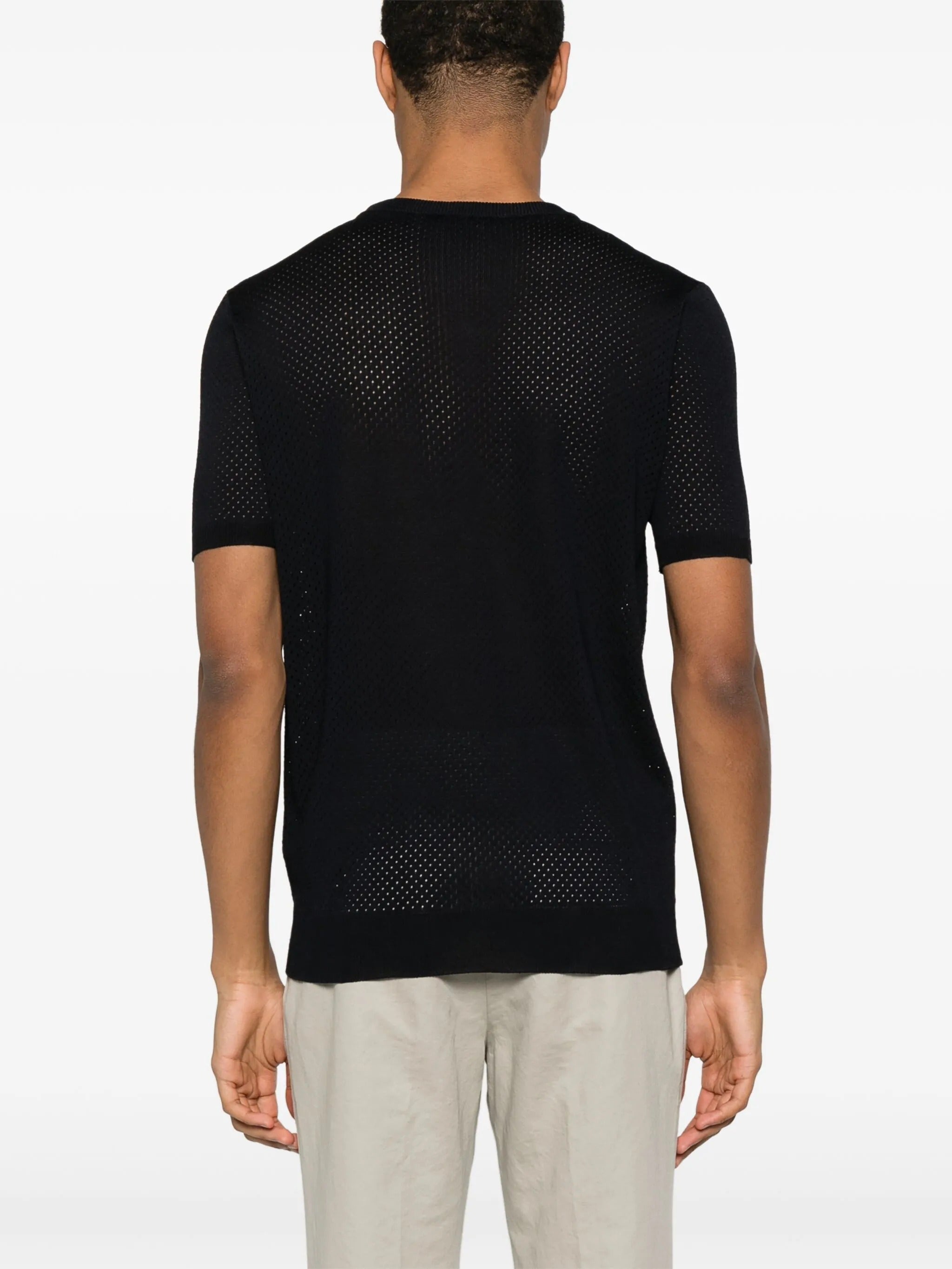 ROBERTO COLLINA T-Shirt Uomo Punto Rete-Nero