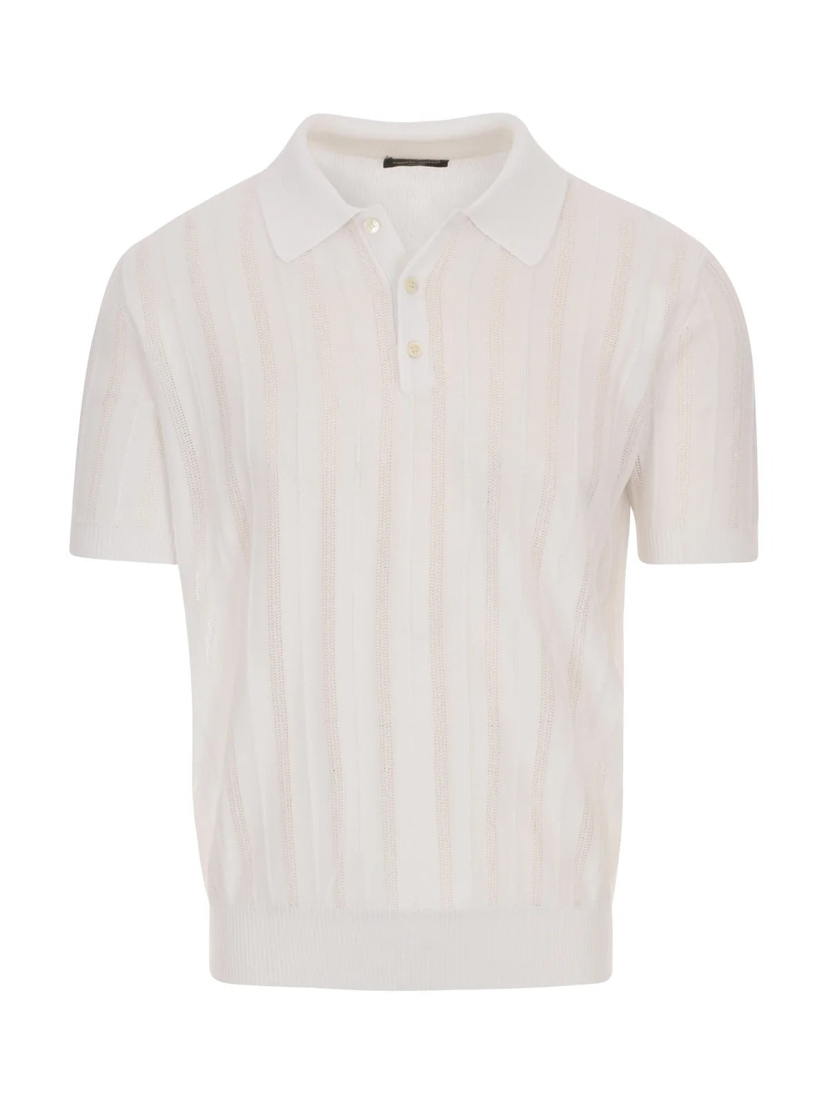 ROBERTO COLLINA Polo Uomo Punto Traforato-Bianco