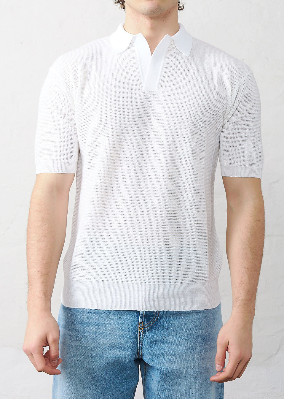 ROBERTO COLLINA Polo Uomo Punto Militare-Bianco