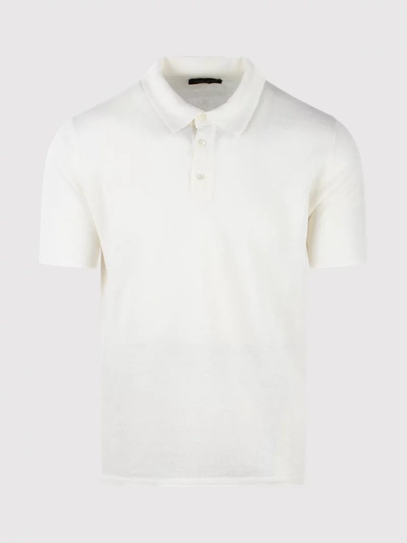 ROBERTO COLLINA Polo Uomo Lino-Bianco
