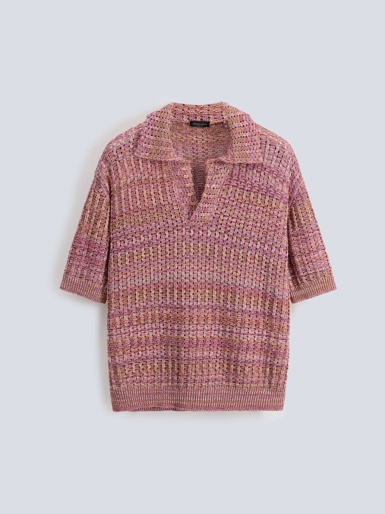 ROBERTO COLLINA Polo Uomo Punto Rete Mouliné-Rosa