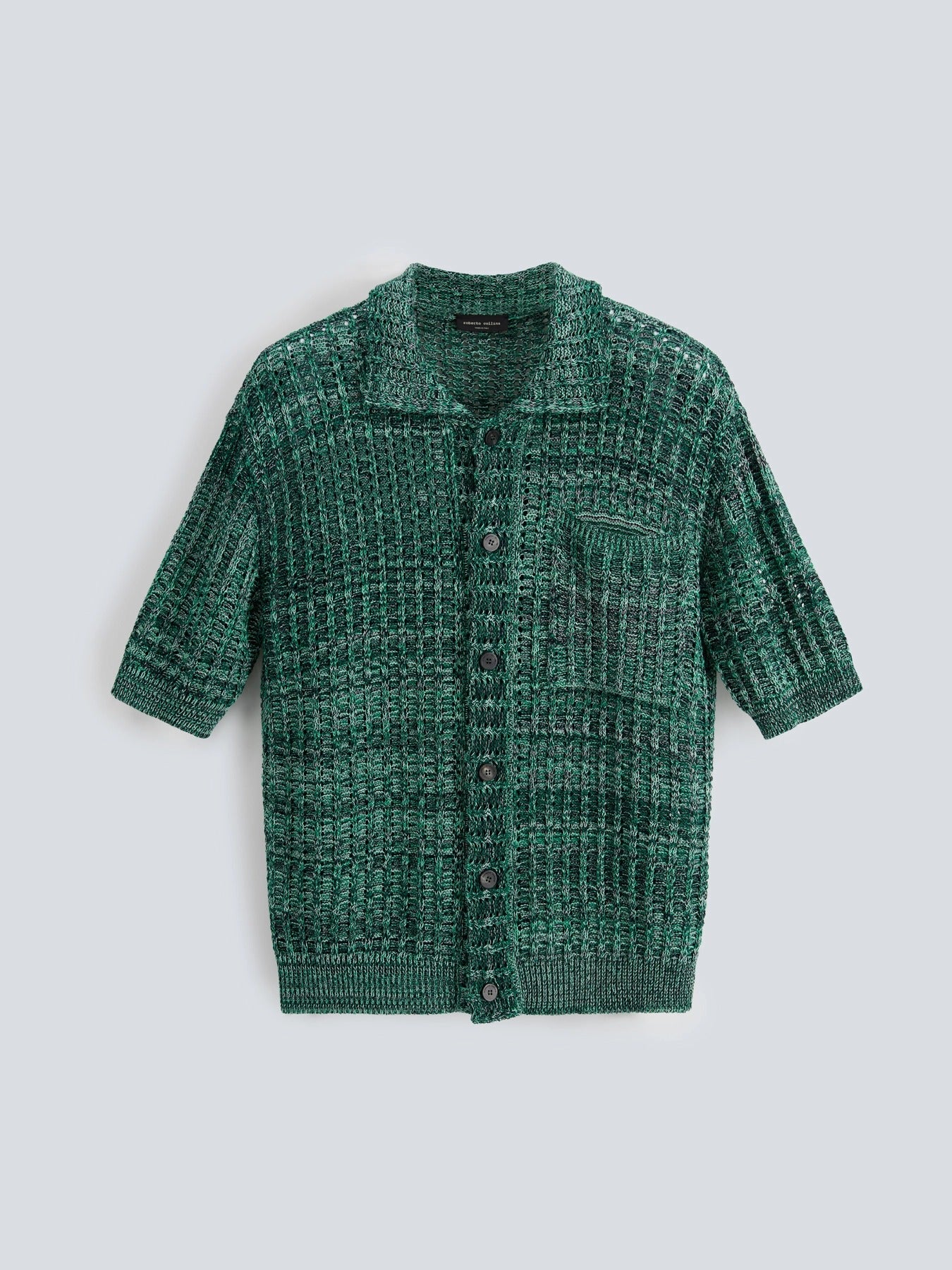 ROBERTO COLLINA Camicia Uomo Punto Rete Mouliné-Menta