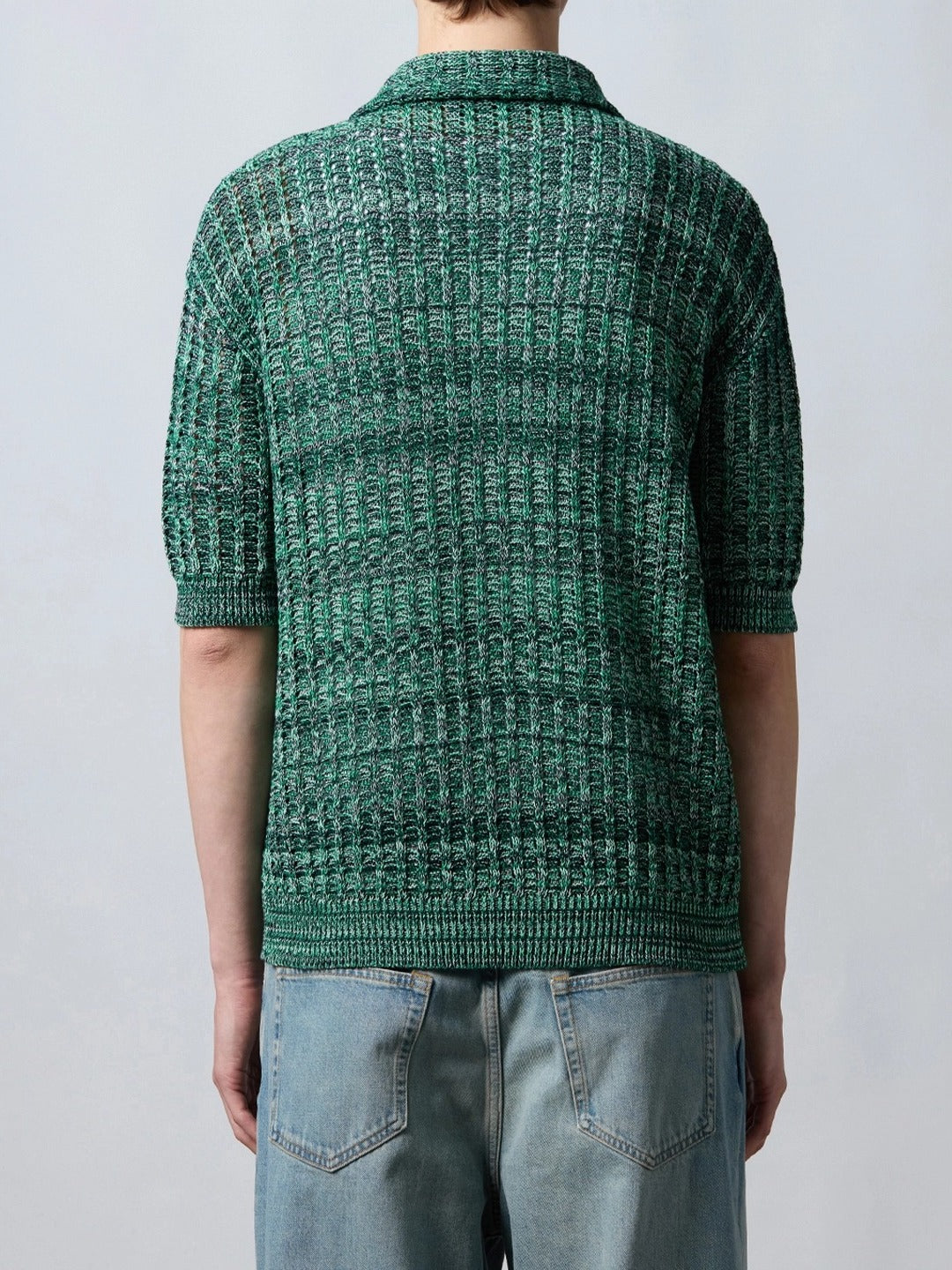 ROBERTO COLLINA Camicia Uomo Punto Rete Mouliné-Menta