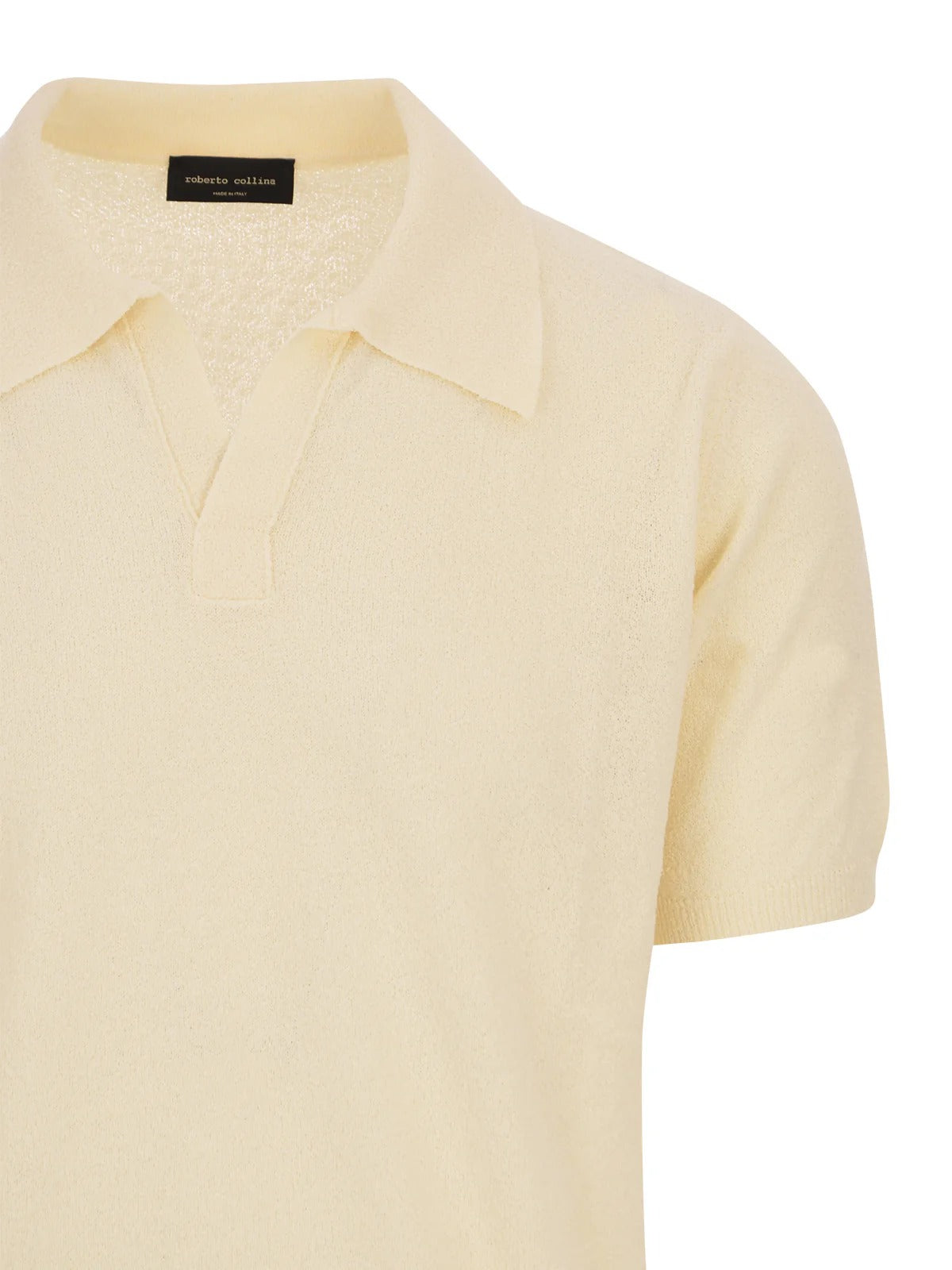 ROBERTO COLLINA Polo Uomo Effetto Spugna-Sabbia