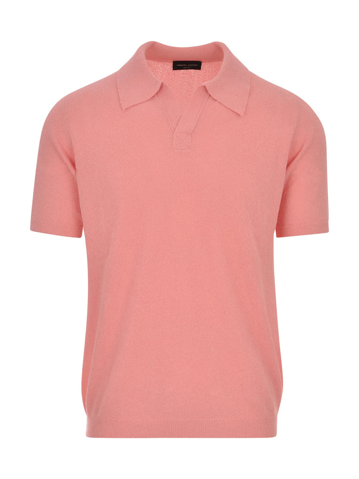 ROBERTO COLLINA Polo Uomo Effetto Spugna-Rosa