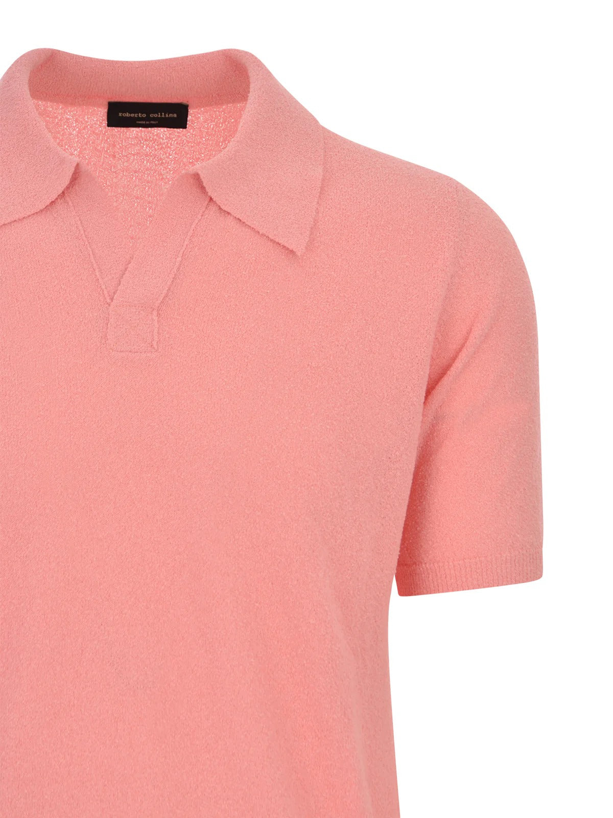 ROBERTO COLLINA Polo Uomo Effetto Spugna-Rosa