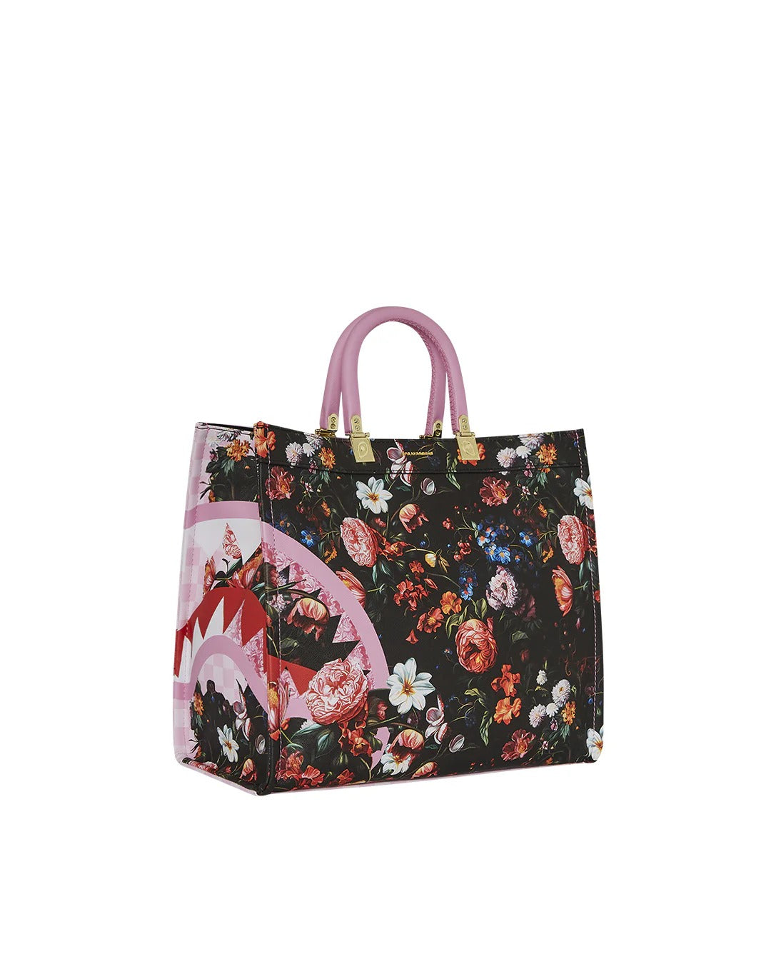 SPRAYGROUND BORSA TOTE Pink Flowers-Nero Rosa