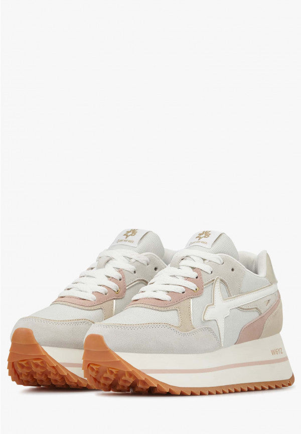 W6YZ Sneaker Donna Deva W-Bianco Rosa Beige