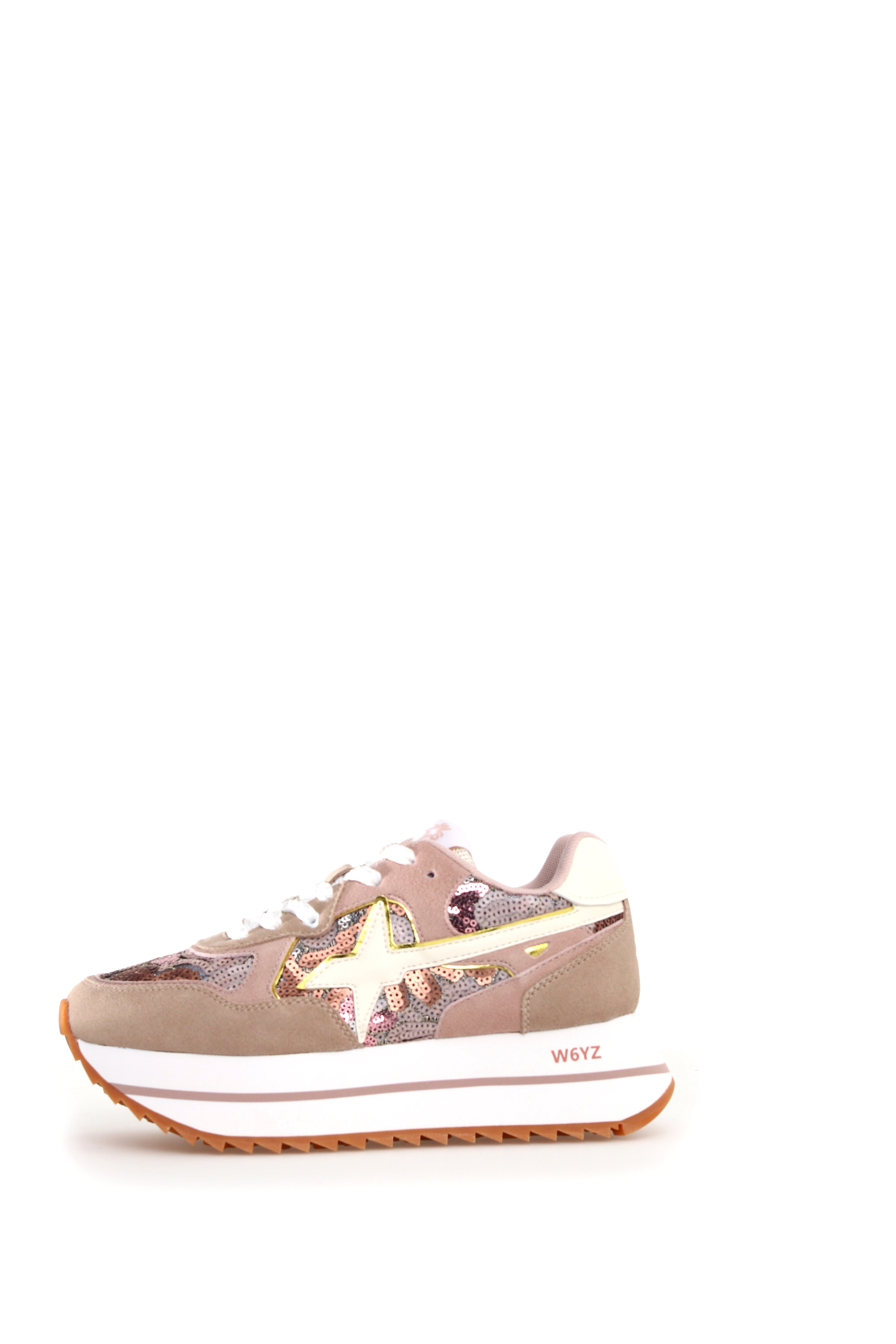 W6YZ Sneaker Donna Deva W-Rosa Cipria Paillettes