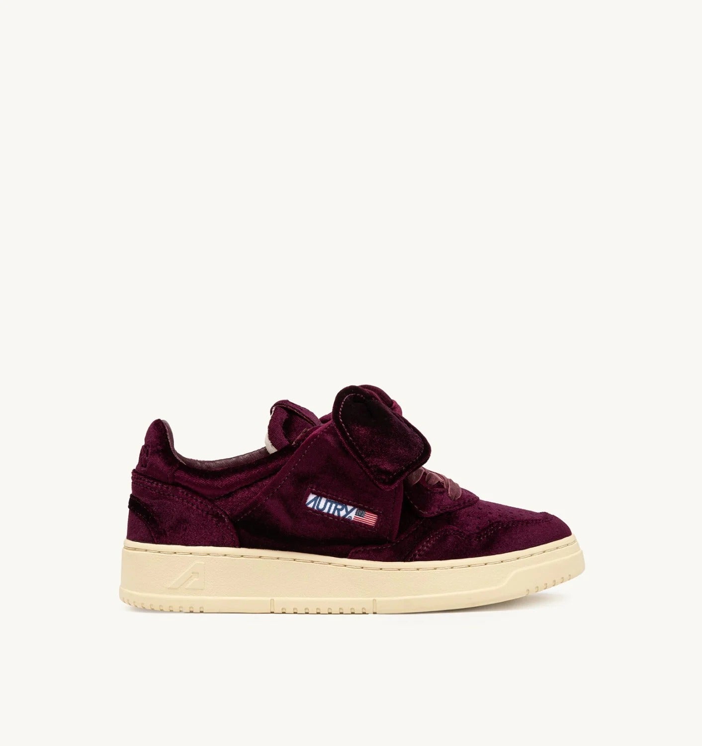 AUTRY Sneaker Donna Medalist Low Velvet Bow-Burgundy