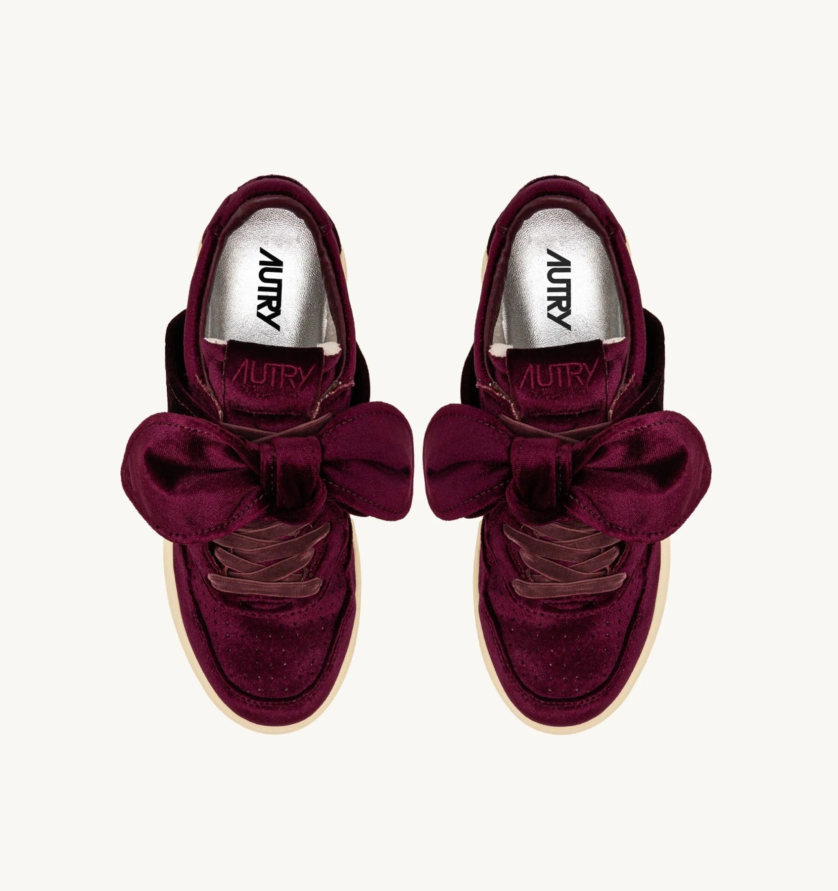AUTRY Sneaker Donna Medalist Low Velvet Bow-Burgundy