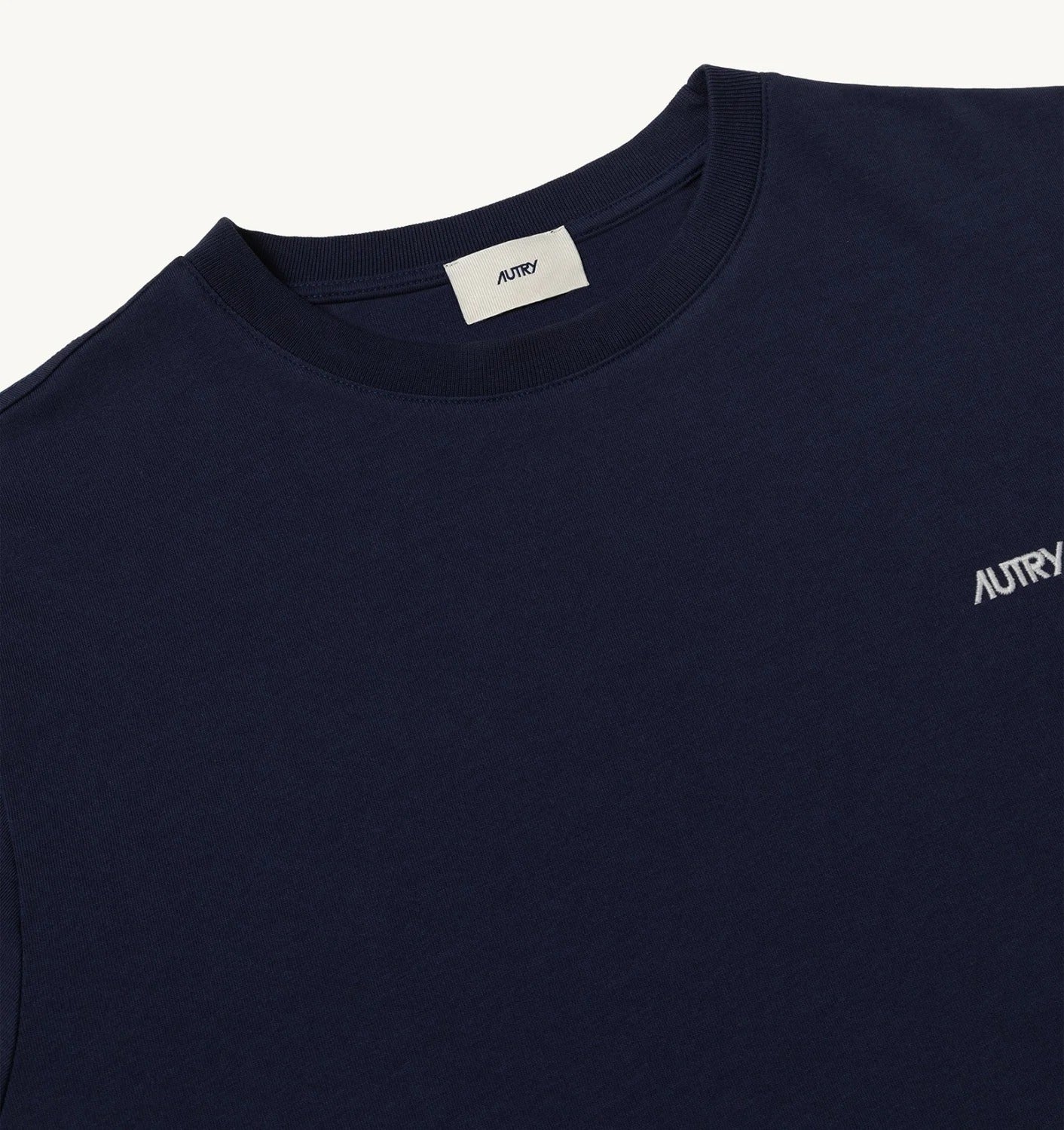 AUTRY T-shirt Uomo Logo Ricamato-Blu Navy
