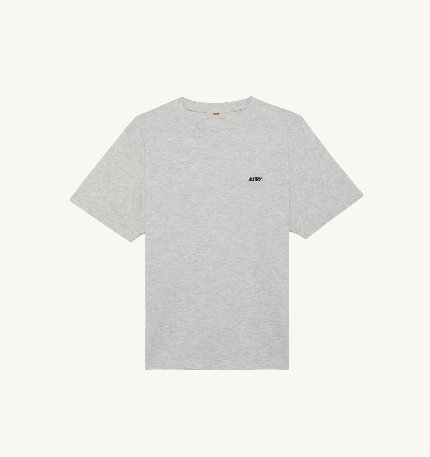 AUTRY T-shirt Uomo Logo Ricamato-Grigio Melange Chiaro