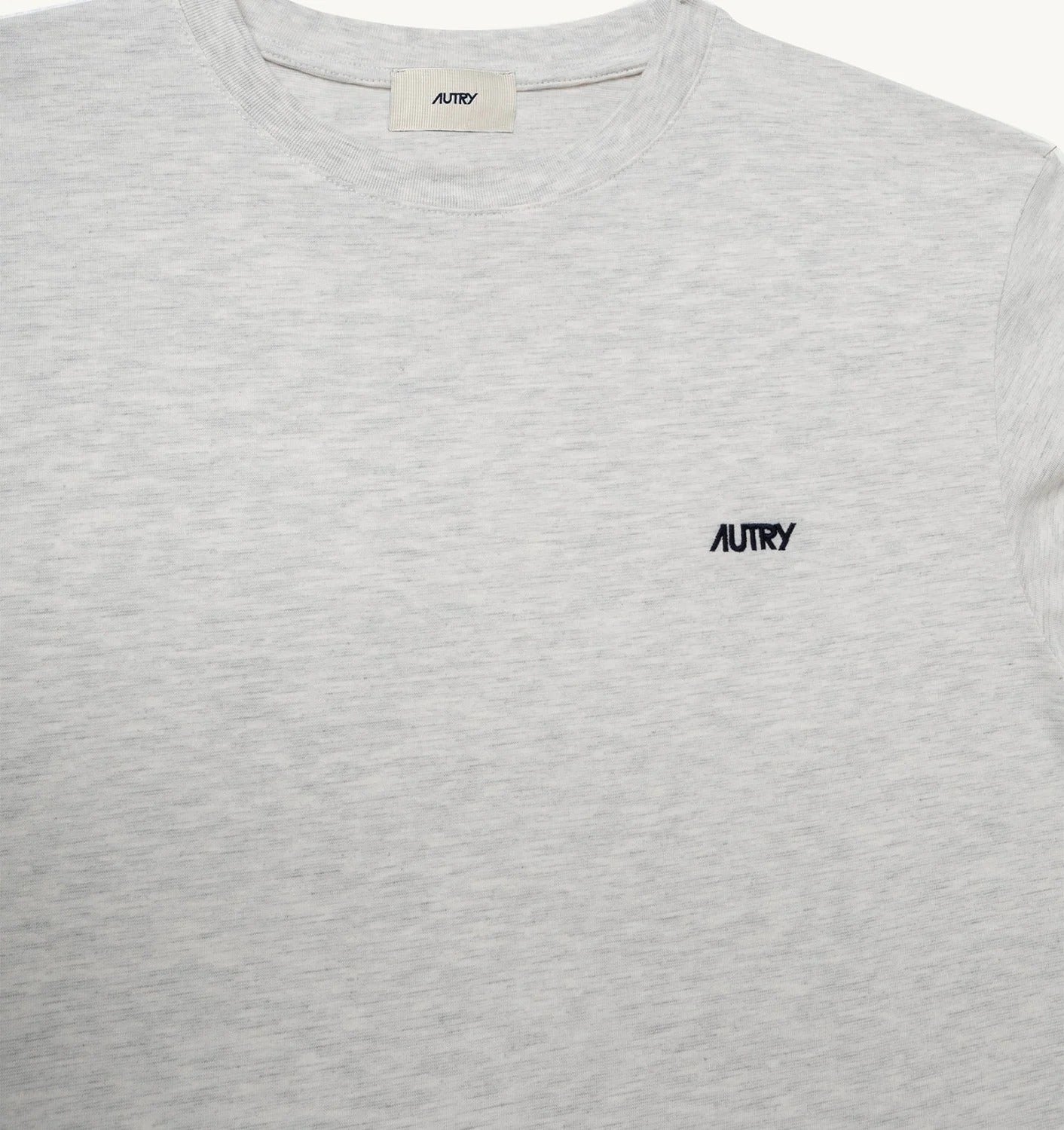 AUTRY T-shirt Uomo Logo Ricamato-Grigio Melange Chiaro