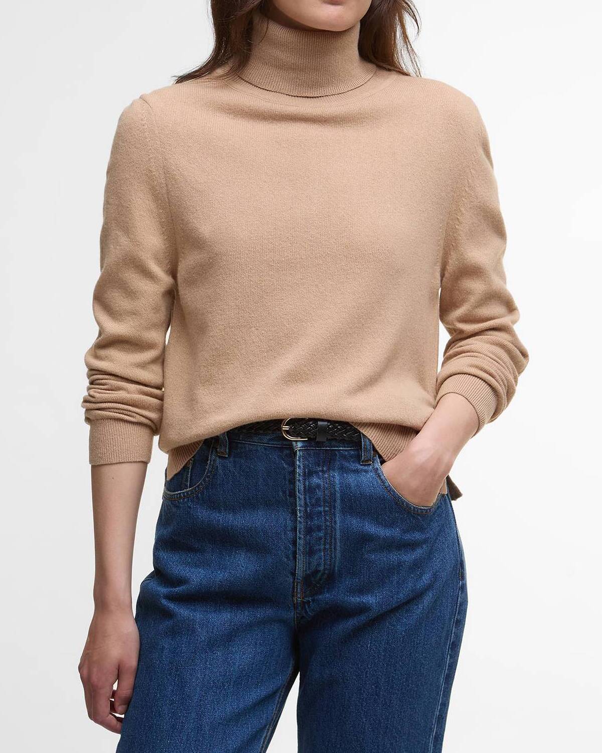 BARBOUR Maglia Donna Dolcevita Pendle-Pale Camel Hessian