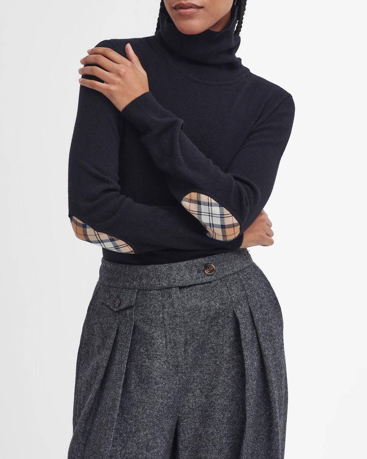 BARBOUR Maglia Donna Dolcevita Pendle-Black Hessian Tartar