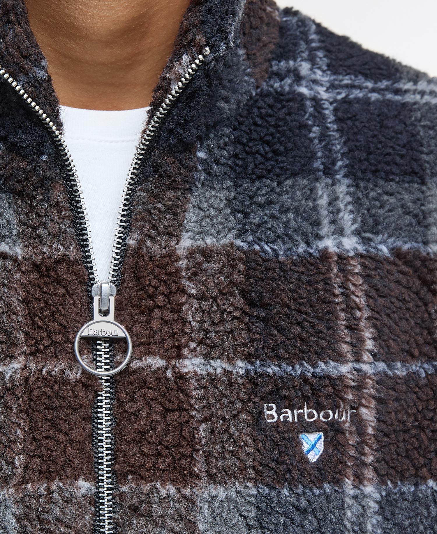 BARBOUR Felpa Uomo Sherpa-Midnight Oak Tartan