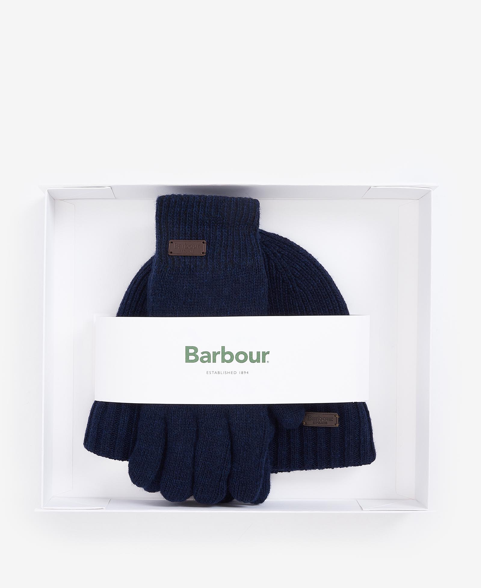 BARBOUR Set Regalo Uomo Berretto e Guanti CARLTON-Classic Navy