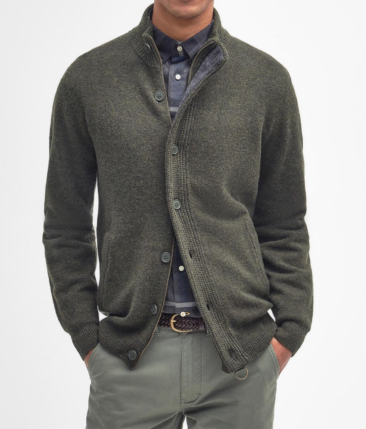 BARBOUR Maglione Uomo Essential Patch Zip-Seaweed