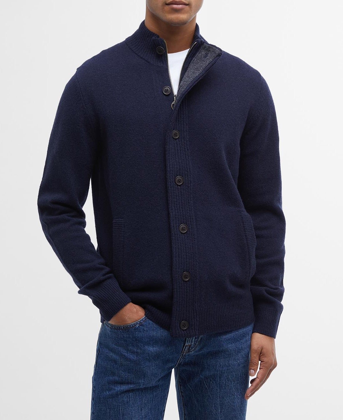 BARBOUR Maglione Uomo Essential Patch Zip-Classic Navy
