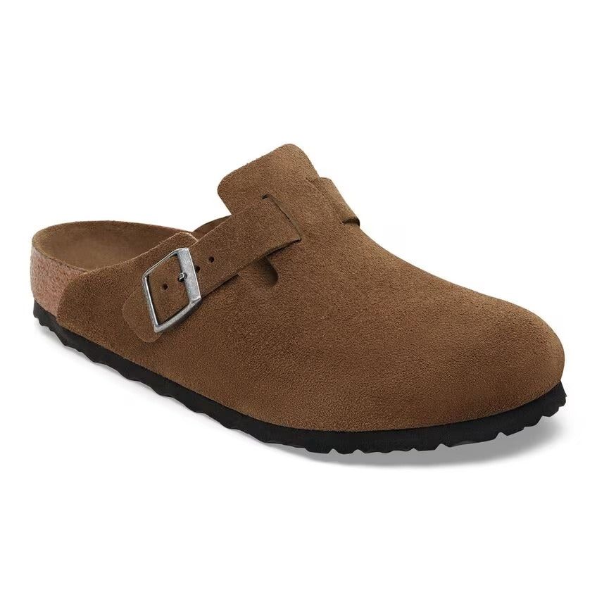 BIRKENSTOCK Ciabatta Unisex BOSTON SFB Suede-Dark Tea Tonal