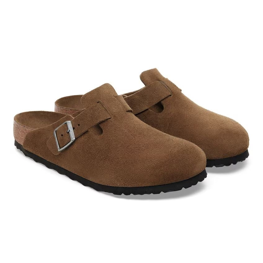 BIRKENSTOCK Ciabatta Unisex BOSTON SFB Suede-Dark Tea Tonal