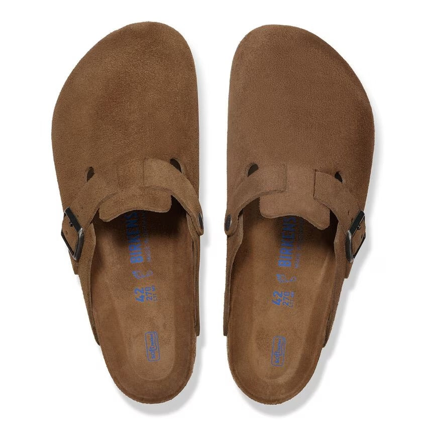 BIRKENSTOCK Ciabatta Unisex BOSTON SFB Suede-Dark Tea Tonal