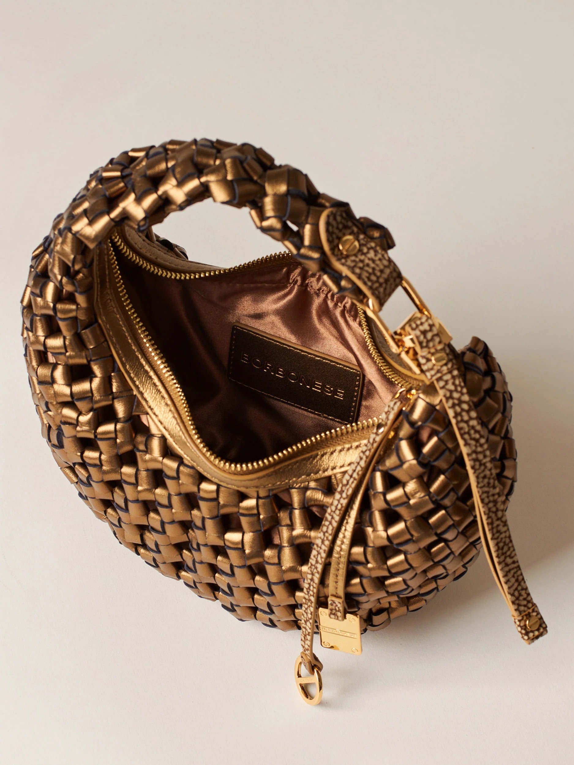 BORBONESE Borsa La Nido Hobo Petite-Bronzo