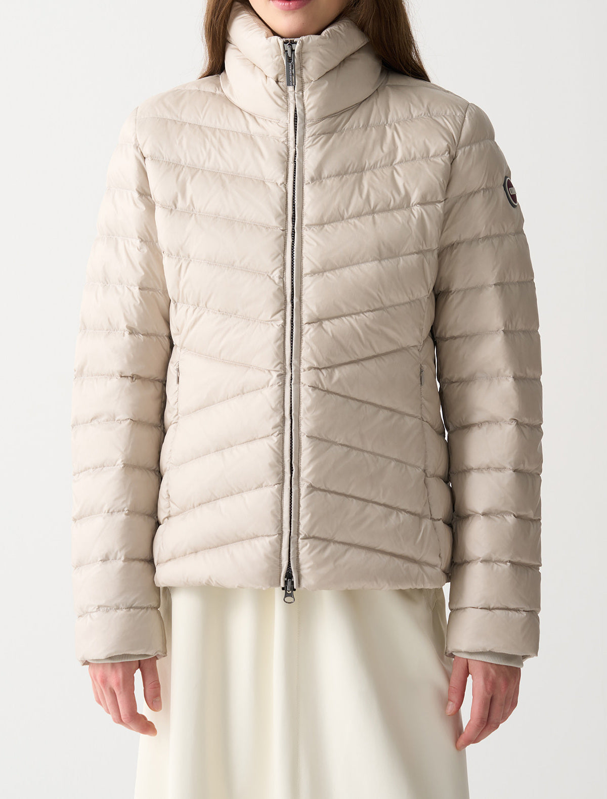 COLMAR Piumino Donna Collo Alto-Beige Canapa