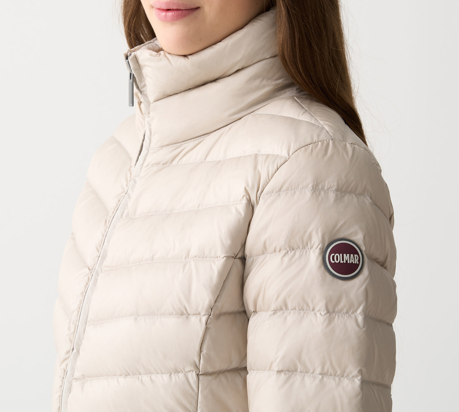 COLMAR Piumino Donna Collo Alto-Beige Canapa