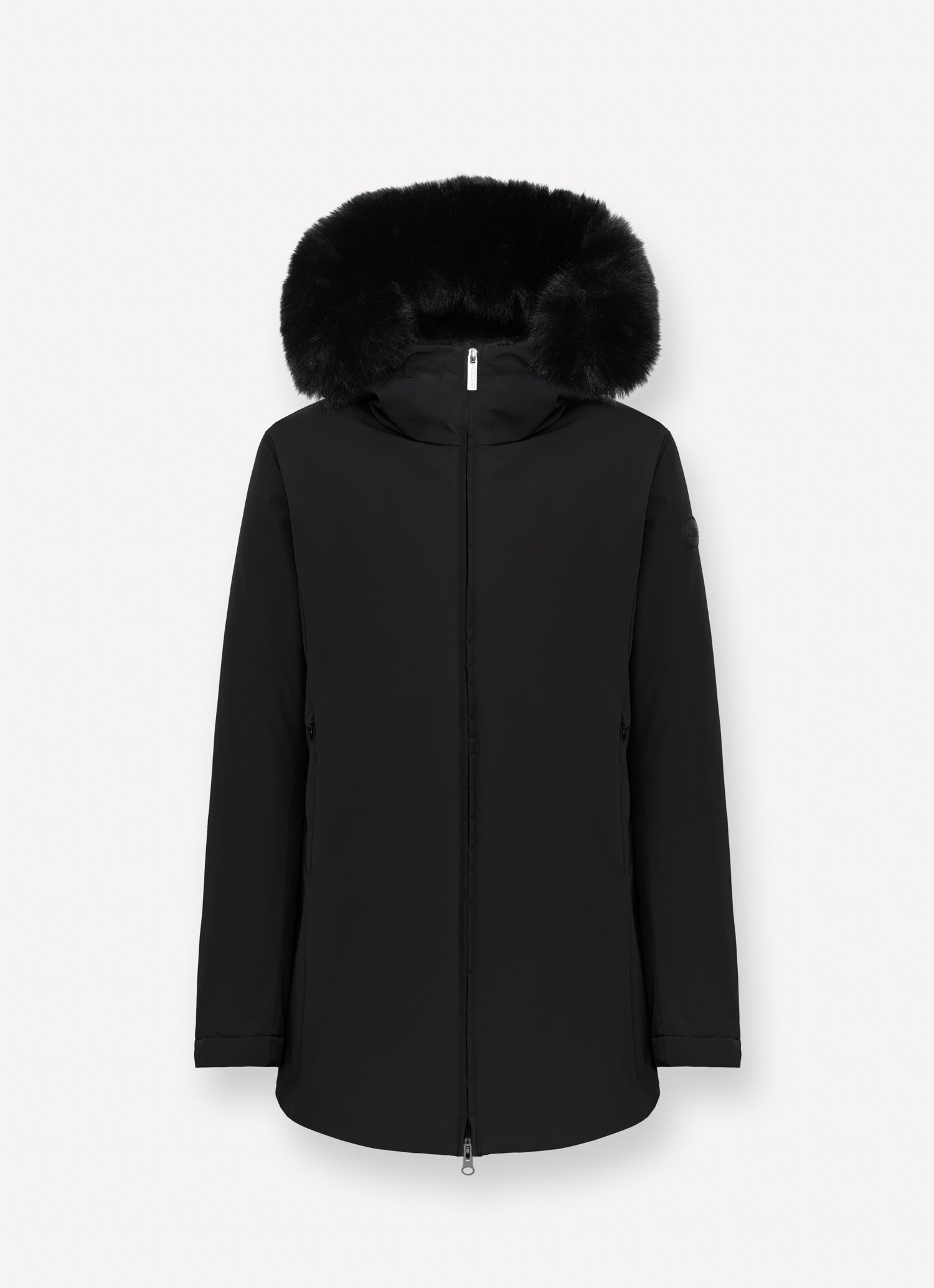 COLMAR Piumino Donna Impermeabile Cappuccio Ecopelliccia-Nero