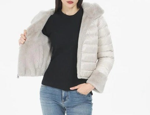 COLMAR Piumino Donna Reversibile-Beige Canapa