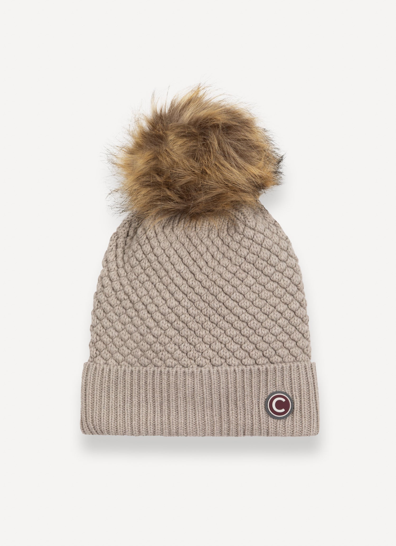 COLMAR Berretto Donna Pon Pon Ecopelliccia-Beige Canapa