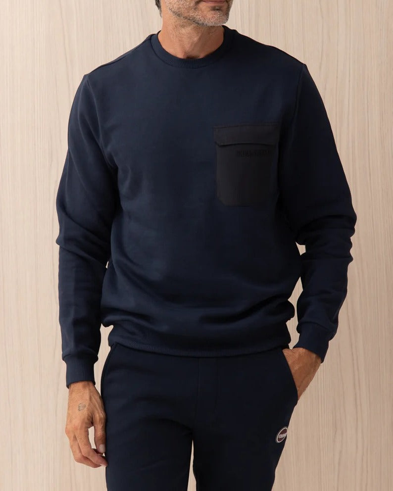 COLMAR Felpa Uomo Girocollo Taschino-Navy