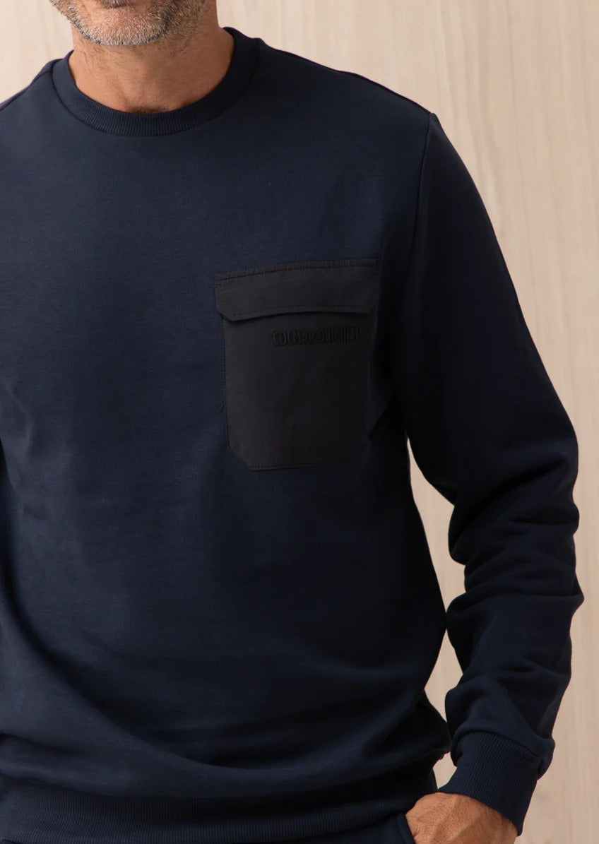 COLMAR Felpa Uomo Girocollo Taschino-Navy