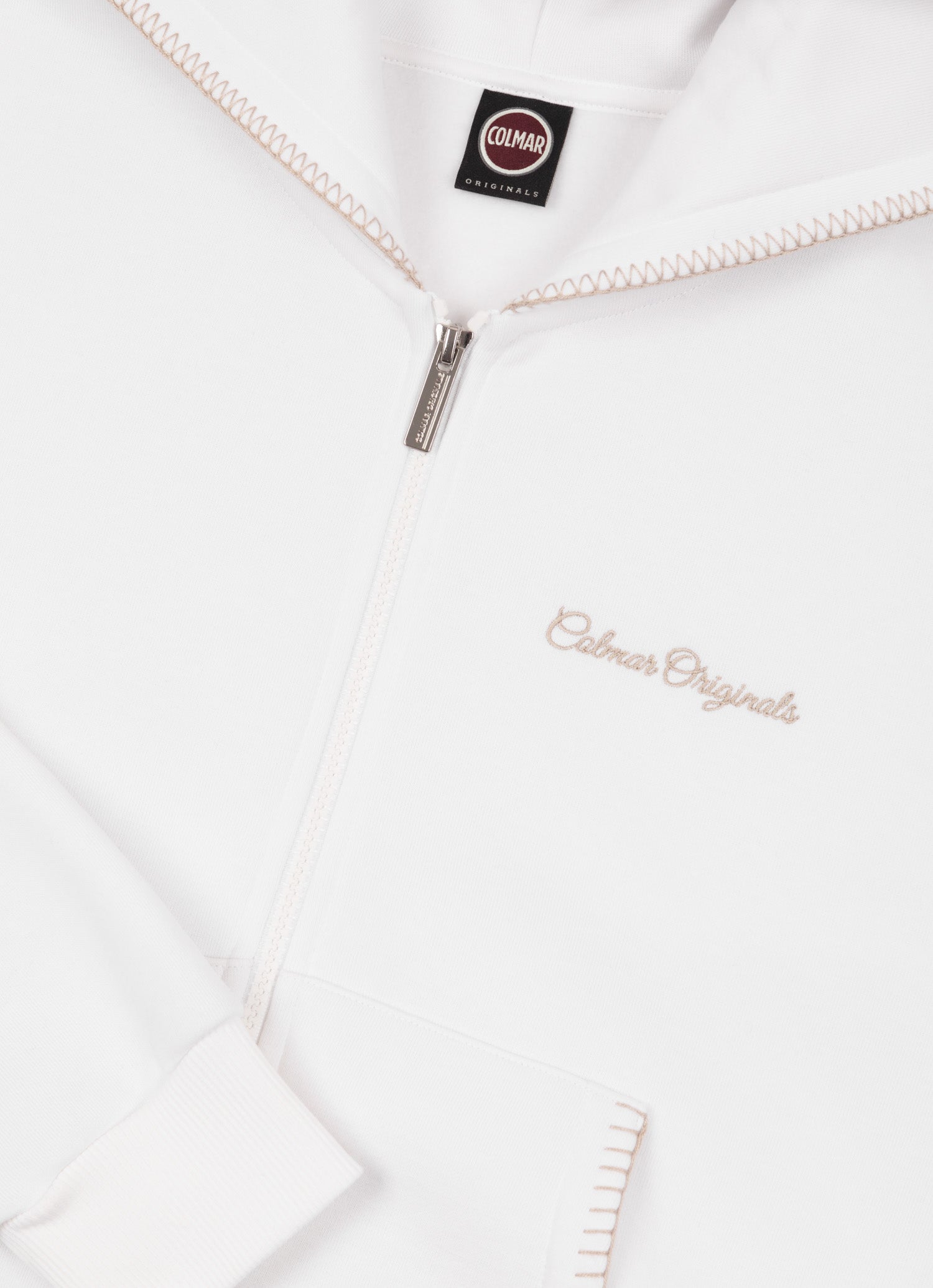 COLMAR Felpa Donna Full Zip con logo ricamato-Bianco