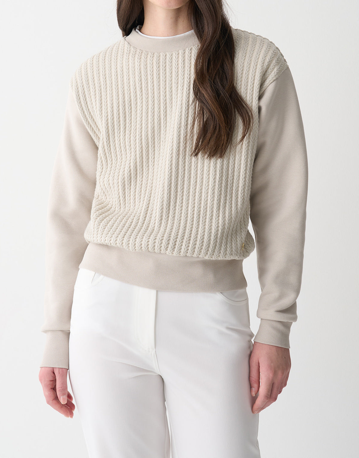 COLMAR Felpa Donna Girocollo Trecce-Beige Canapa