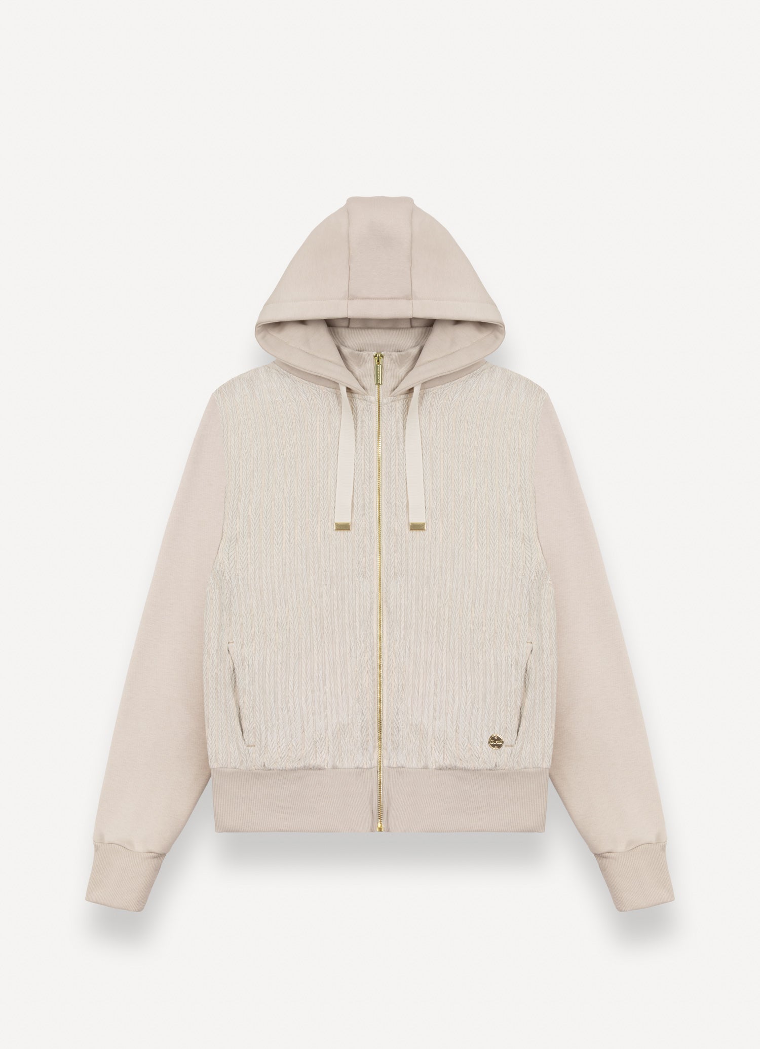 COLMAR Felpa Donna Full Zip Trecce Cappuccio-Beige Canapa