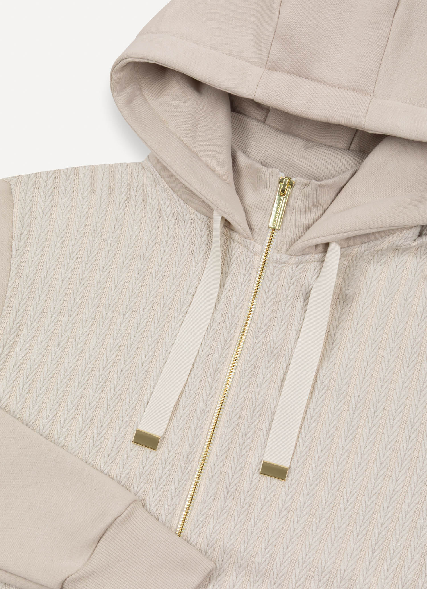 COLMAR Felpa Donna Full Zip Trecce Cappuccio-Beige Canapa