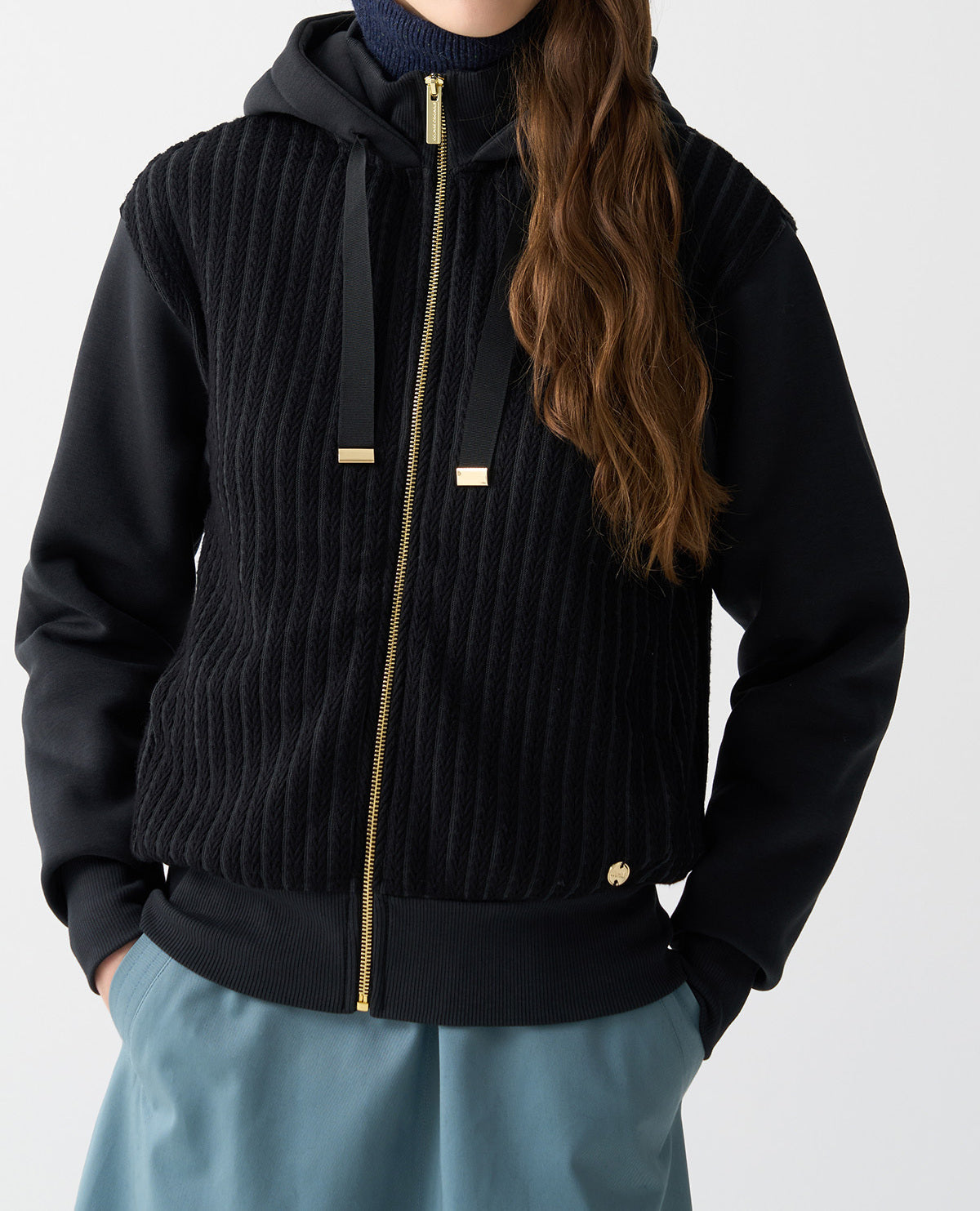 COLMAR Felpa Donna Full Zip Trecce Cappuccio-Nero