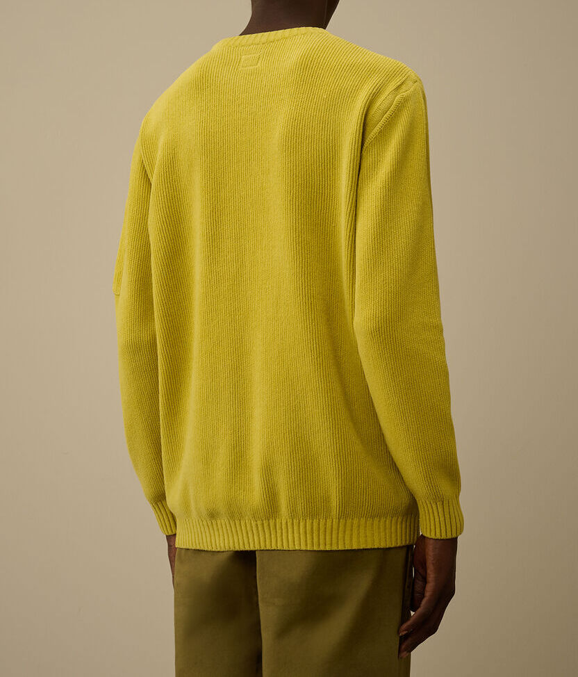 C.P. COMPANY Maglione Uomo Cotton Chenille Crewneck-Green Sheen Yellow