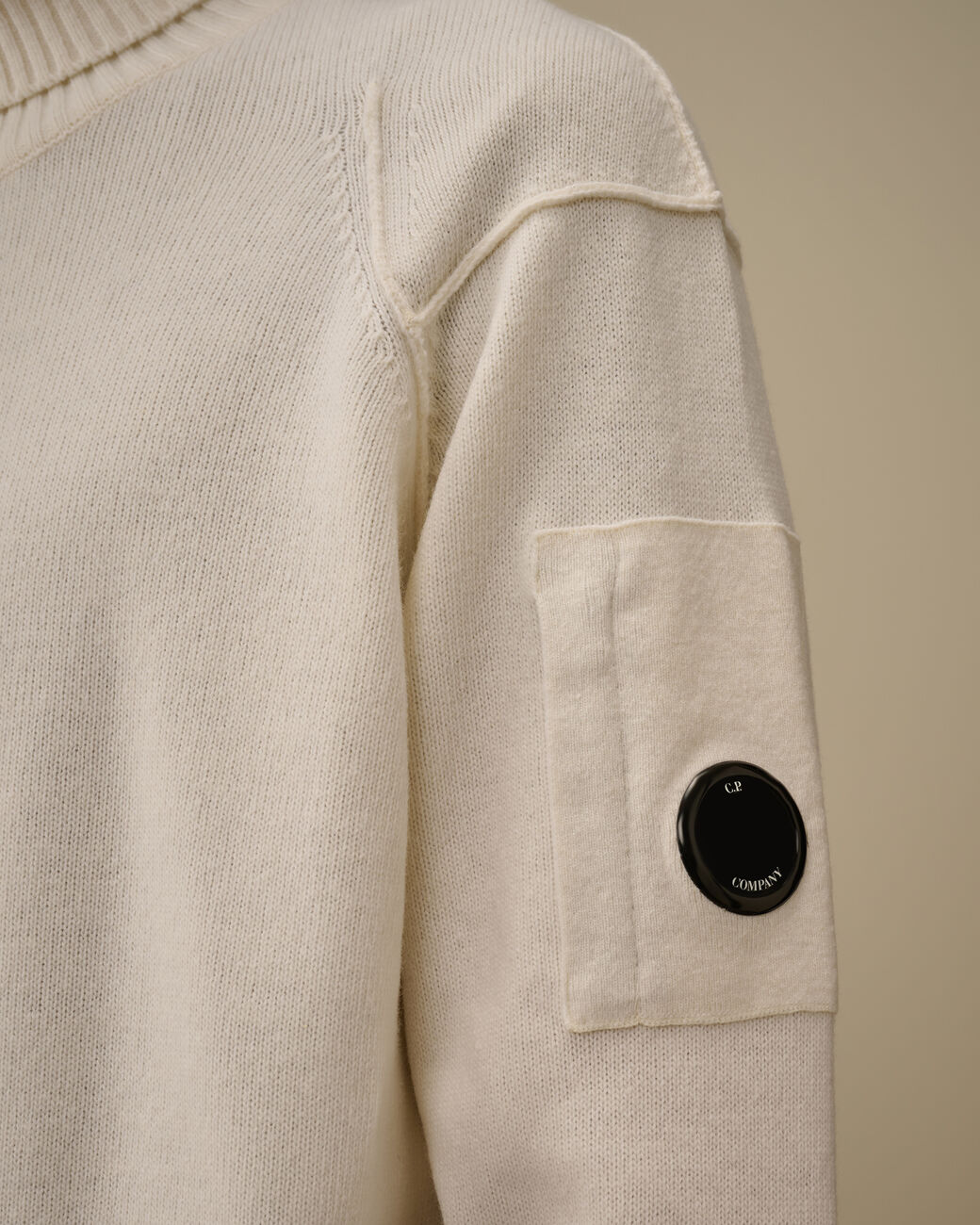 C.P. COMPANY Maglione Uomo Lambswool Grs Turtleneck-Gauze White