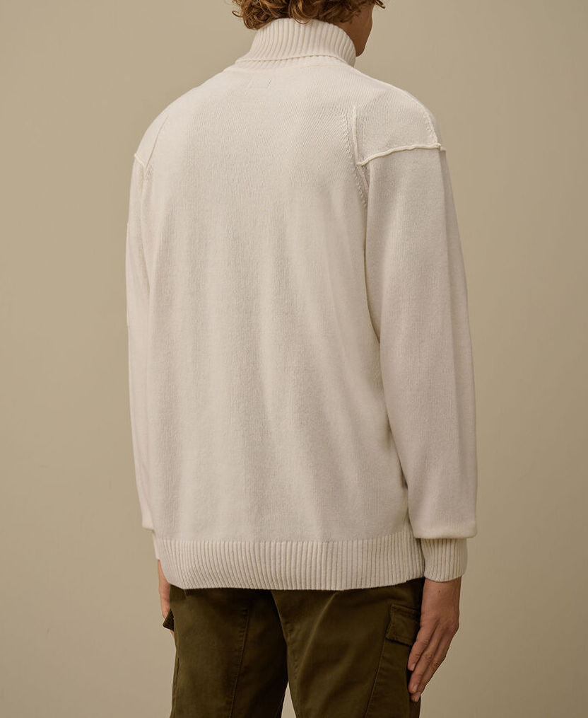 C.P. COMPANY Maglione Uomo Lambswool Grs Turtleneck-Gauze White