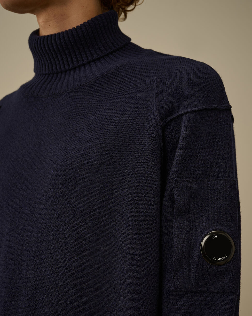 C.P. COMPANY Maglione Uomo Lambswool Grs Turtleneck-Total Eclipse Blue