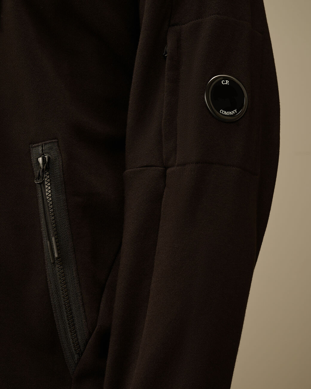 C.P. COMPANY Felpa Uomo Diagonal Raised Fleece Full Zip-Black